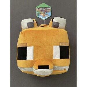 Minecraft Fox 12.5” Orange Plush Backpack for Kids School - New